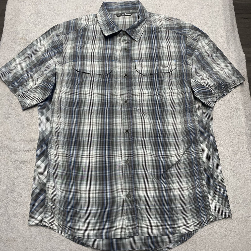 Sitka Gear Globe Trotted Shirt Mens Large Plaid Short Sleeve Outdoors Fishing